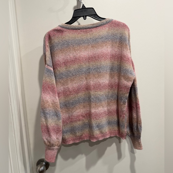 INC International Concepts Multicolor V-Neck Sweater with Embellishments. - Picture 4 of 6